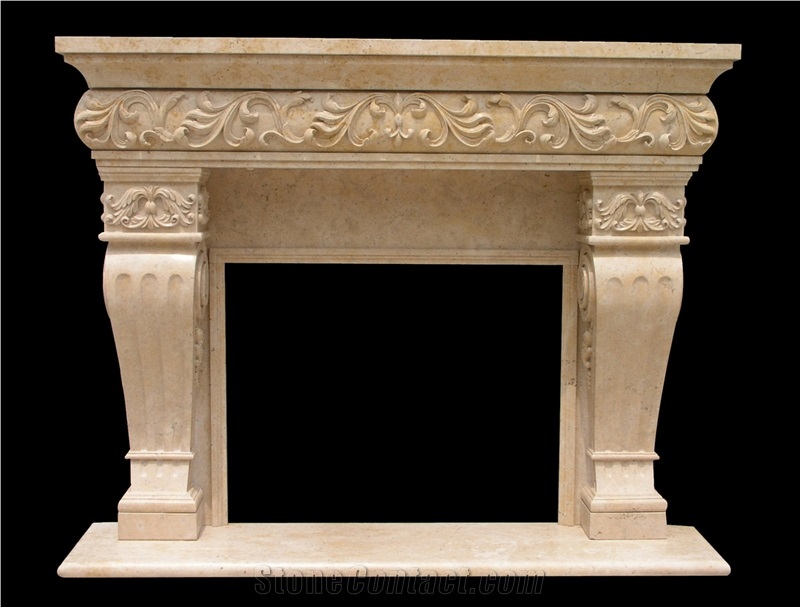 Fireplace Mantel,Egyptian Beige Fireplace,Western Style,Handcrafted