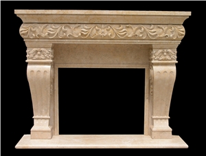 Fireplace Mantel,Egyptian Beige Fireplace,Western Style,Handcrafted