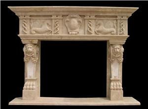 Fireplace Mantel,Egyptian Beige Fireplace,Western Style,Handcrafted