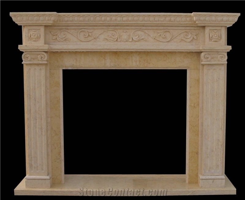 Fireplace Mantel,Egyptian Beige Fireplace,Western Style,Handcrafted