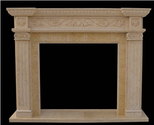 Fireplace Mantel,Egyptian Beige Fireplace,Western Style,Handcrafted