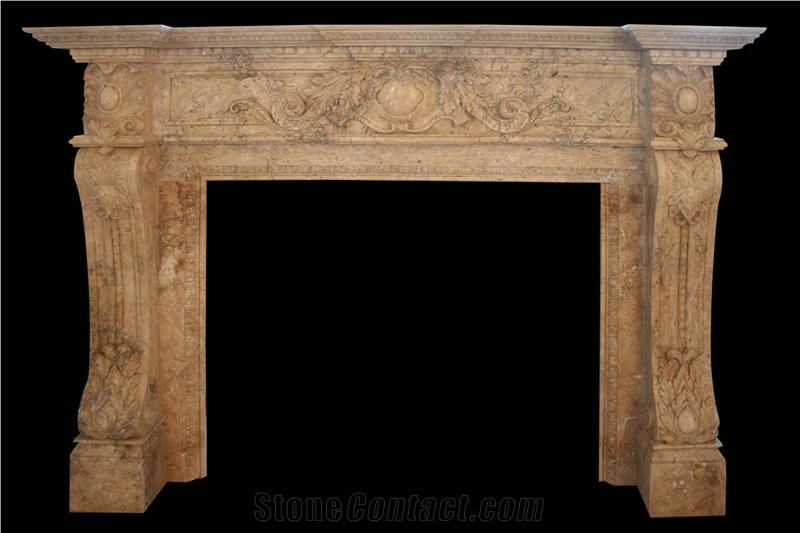 Fireplace Mantel,Egyptian Beige Fireplace,Western Style,Handcrafted