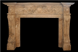 Fireplace Mantel,Egyptian Beige Fireplace,Western Style,Handcrafted