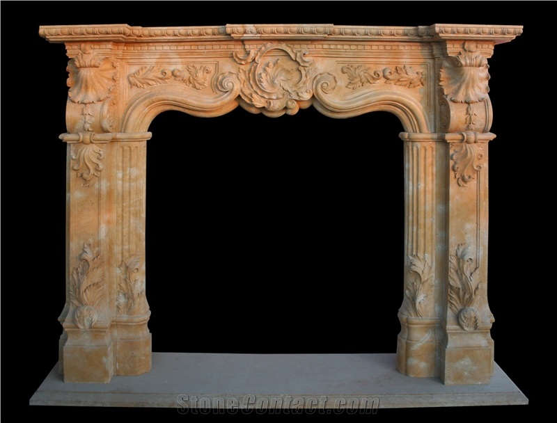 Fireplace Mantel,Egyptian Beige Fireplace,Western Style,Handcrafted