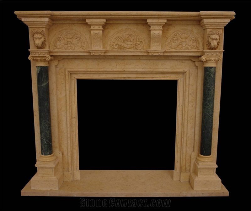 Fireplace Mantel,Egyptian Beige Fireplace,Western Style,Handcrafted