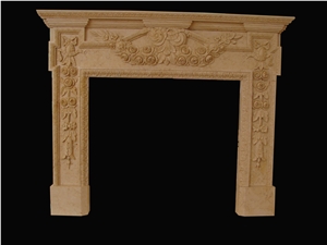 Fireplace Mantel,Egyptian Sunny Yellow,Western Style,Handcrafted