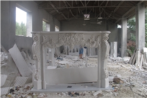 Fireplace Mantels Surround with Hunan White Marble