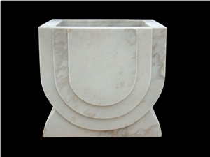 Handcarved Marble Flower Garden Urban Pot Vase