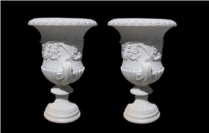 Handcarved Marble Flower Pots Garden Urban Pot