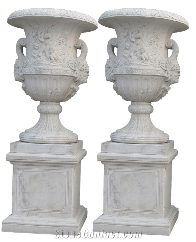 Handcarved Marble Flower Pots Garden Urban Pot