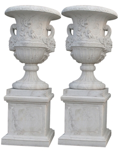 Handcarved Marble Flower Pots Garden Urban Pot