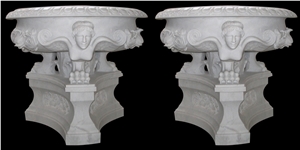 Handcarved Marble Flower Pots Garden Urban Pot