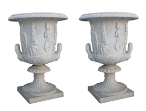 Handcarved Marble Flower Pots Garden Urban Pot