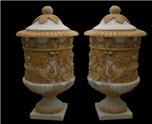 Handcarved Marble Flower Pots Garden Urban Pot