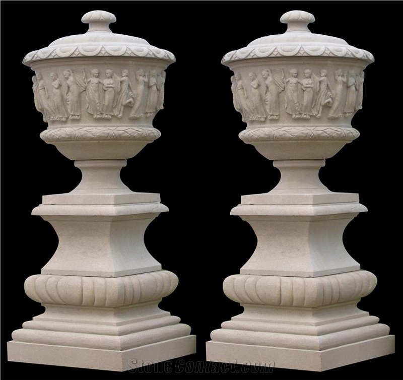 Handcarved Marble Flower Pots Garden Urban Pot