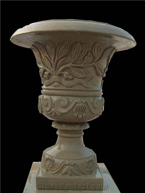 Handcarved Marble Flower Pots Garden Urban Pot
