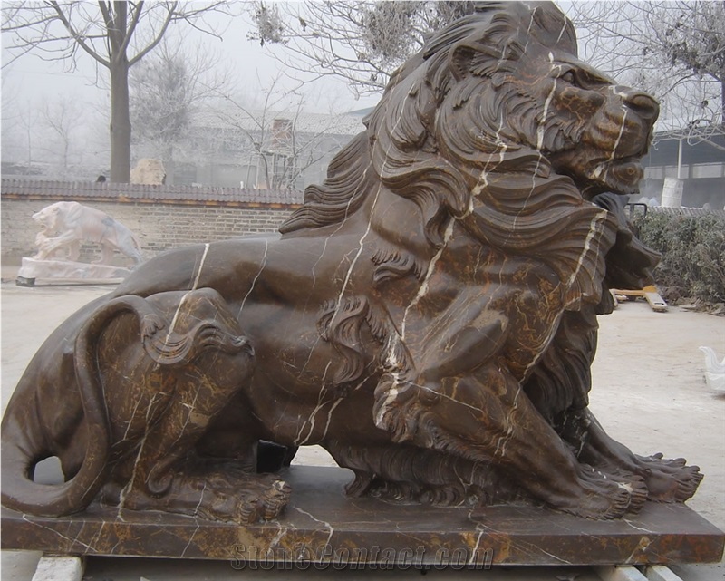 Lion Statued/ Outdoor Sculpture/ Handcarved Sculpture/ Stone Carving