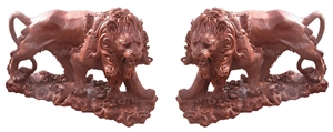 Marble Hand Carved Lion Statue Artifacts