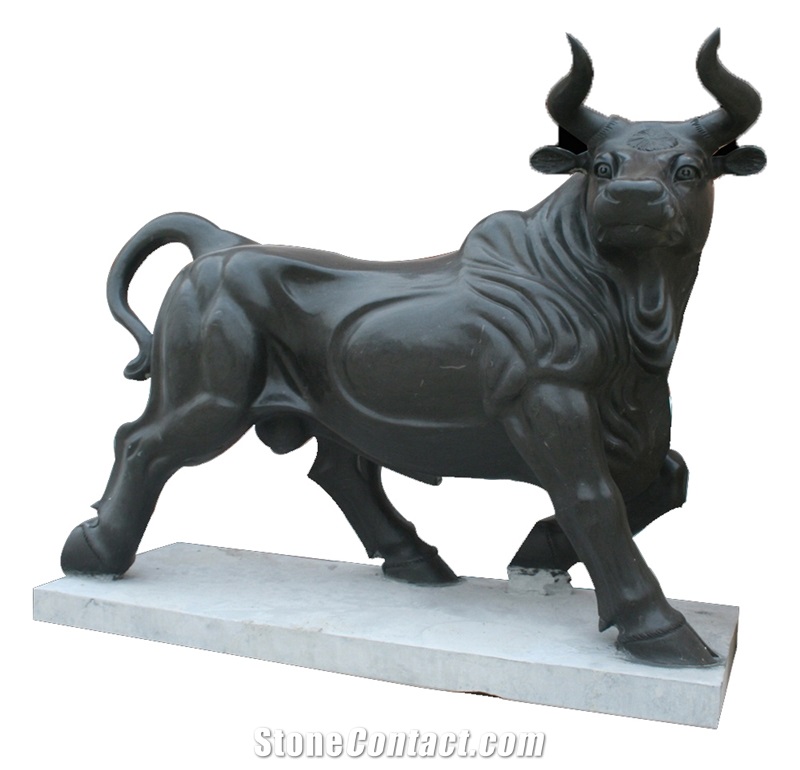 Marble Hand Carved Ox Statue Sculptured Animals