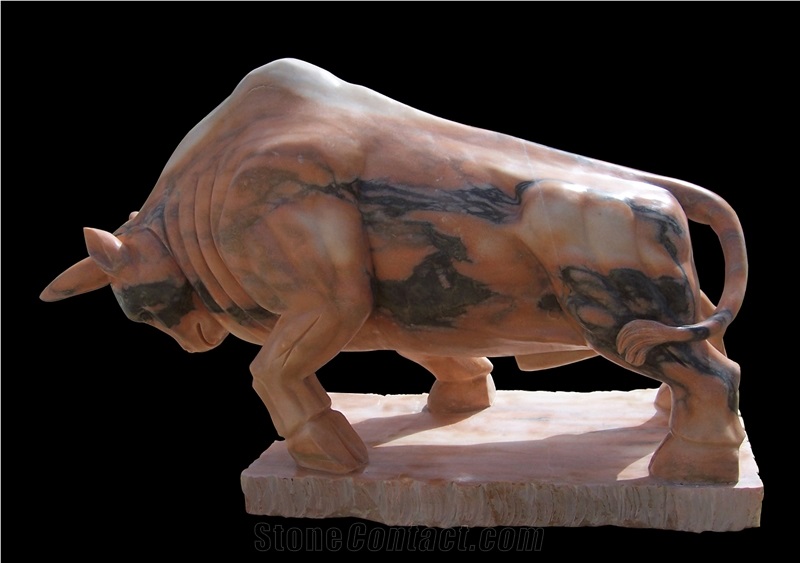 Marble Hand Carved Ox Statue Sculptured Animals