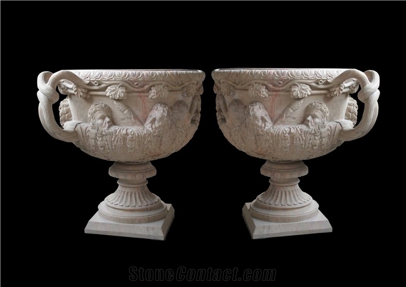 Marble Handcarved,Sculptured Stone Flower Pot/Marble Vases