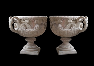 Marble Handcarved,Sculptured Stone Flower Pot/Marble Vases