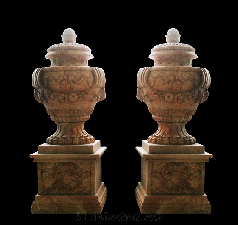 Marble Handcarved,Sculptured Stone Flower Pot/Marble Vases
