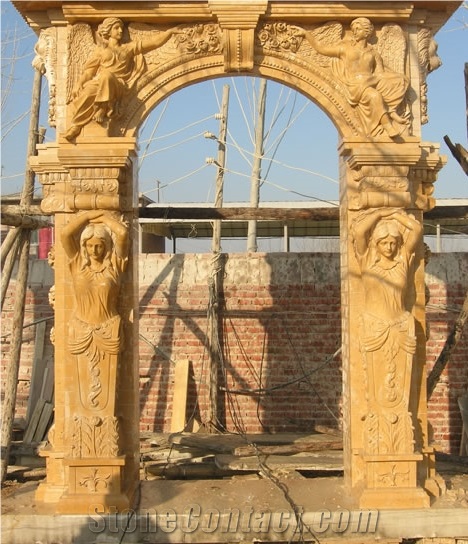 Marble Sculptured Door Surround, Western Style Handcarved Door