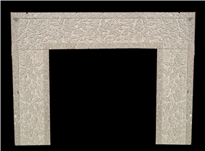 Red Marble Handcarved Fireplaces Mantel, Western Style Sculptured