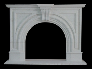 Red Marble Handcarved Fireplaces Mantel, Western Style Sculptured