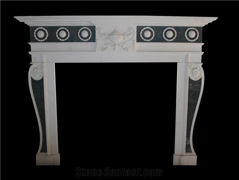 Red Marble Handcarved Fireplaces Mantel, Western Style Sculptured