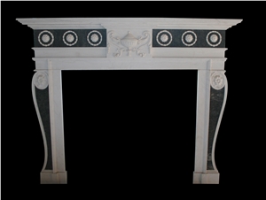 Red Marble Handcarved Fireplaces Mantel, Western Style Sculptured