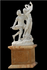 White and Beige Marble Hand Carved Human Sculptures, Western Style