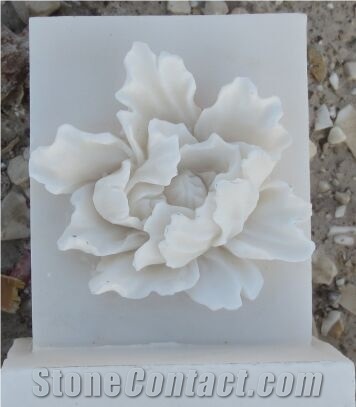 White Handcarved Marble Western Style Relief
