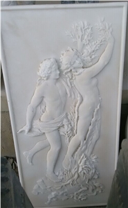White Handcarved Marble Western Style Relief