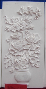 White Handcarved Marble Western Style Relief