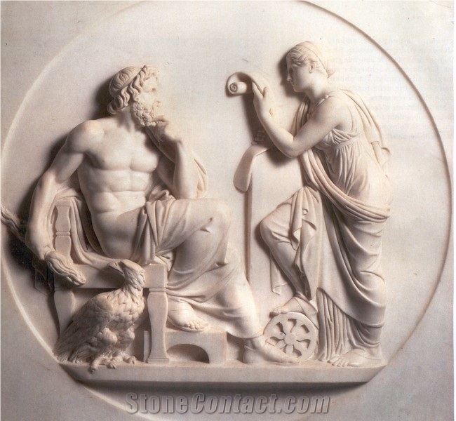 White Handcarved Marble Western Style Relief