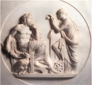 White Handcarved Marble Western Style Relief