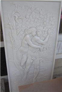 White Handcarved Marble Western Style Relief