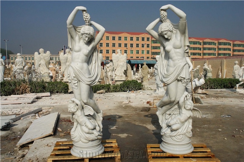 White Marble Hand Carved Human Sculptures, Western Sculptured Statues