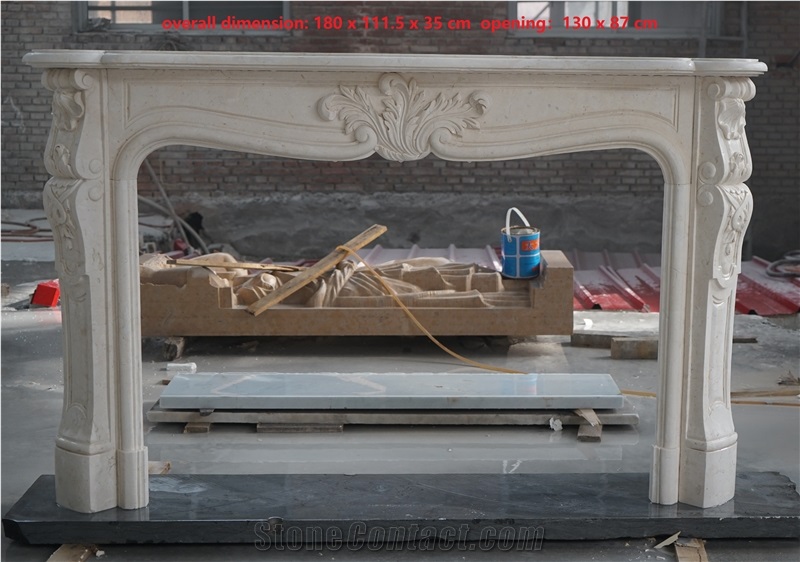 White Marble Handcarved Sculpture Stone Fireplace Mantels