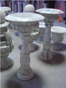 White Marble Pedestal Columns, Carving Stone Columns