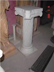 White Marble Pedestal Columns, Carving Stone Columns