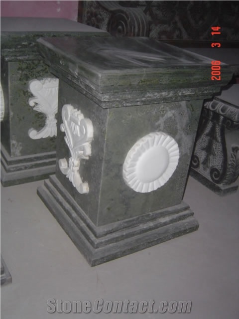 White Marble Pedestal Columns, Carving Stone Columns