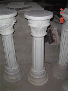 White Marble Pedestal Columns, Carving Stone Columns