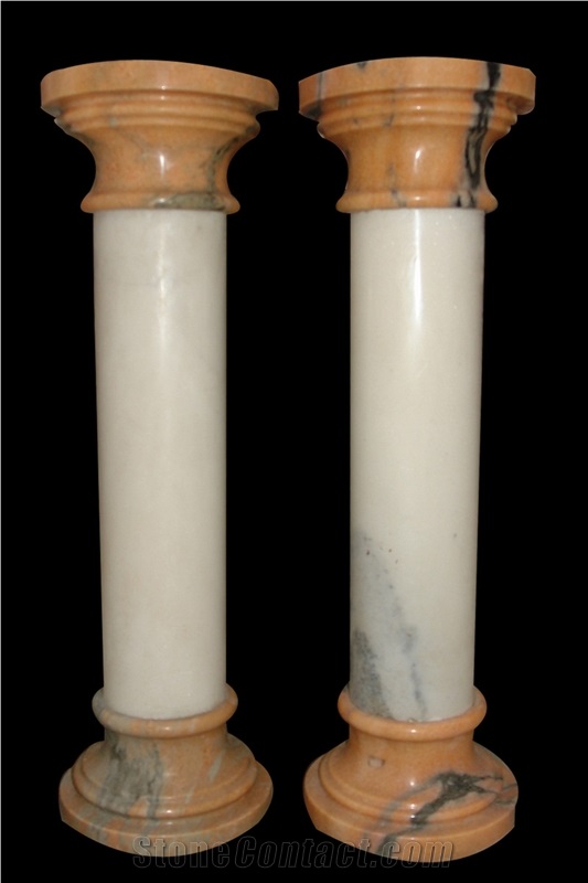 White Marble Pedestal Columns, Carving Stone Columns