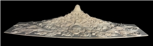 Beige Marble Fireplace Railing Column Capital Carving Customized Stone