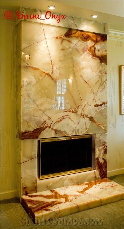 Fireplace with Iran Yellow Onyx