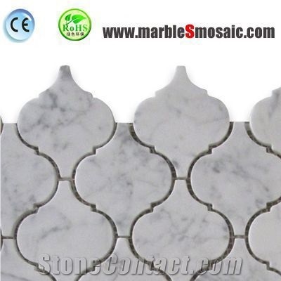 Arabesque Carrara White Marble Mosaic Tile Panel