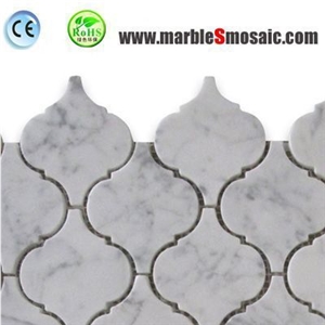 Arabesque Carrara White Marble Mosaic Tile Panel